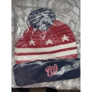 MLB POM KNIT BEANIE HAT WINTER CAP WASHINGTON NATIONALS PROMO Coca Cola OSFM New